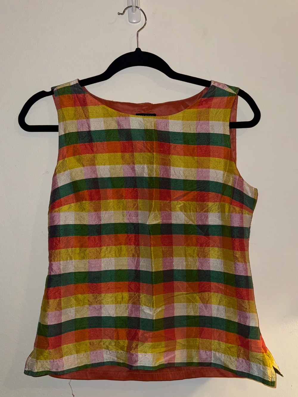 Talbots Multicolor Plaid Sleeveless Cotton-Blend Tank